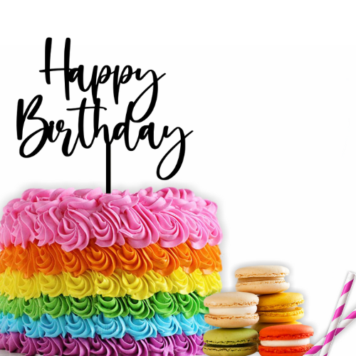 Contemporary Happy Birthday Cake Topper - Cake Decoration - Style 4