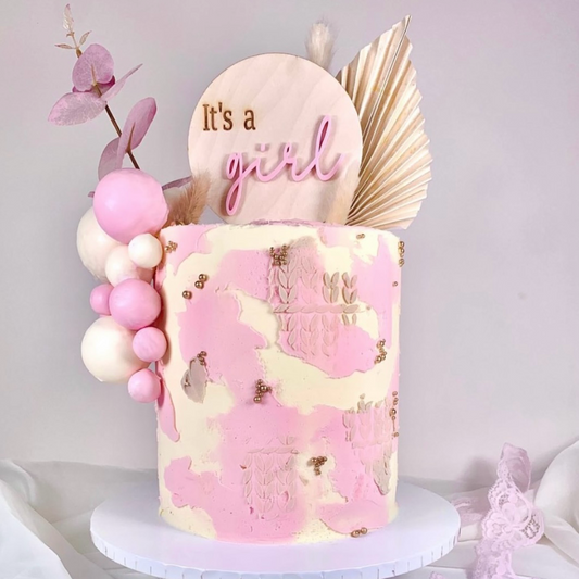 It's a Girl Wooden Paddle Cake Topper