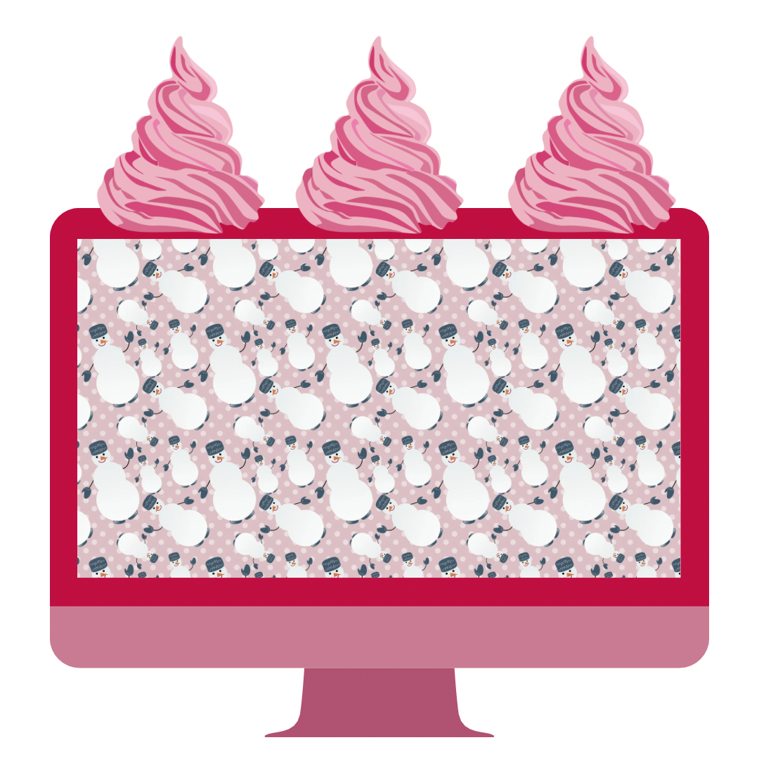 A4 Pink Snowmen Printed Edible Icing Sheet - Cake Wrap, Cookie and Cupcake Decor