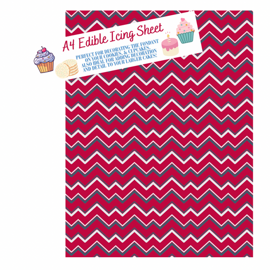 A4 Festive Zig Zag Printed Edible Icing Sheet - Cake Wrap, Cookie and Cupcake Decor