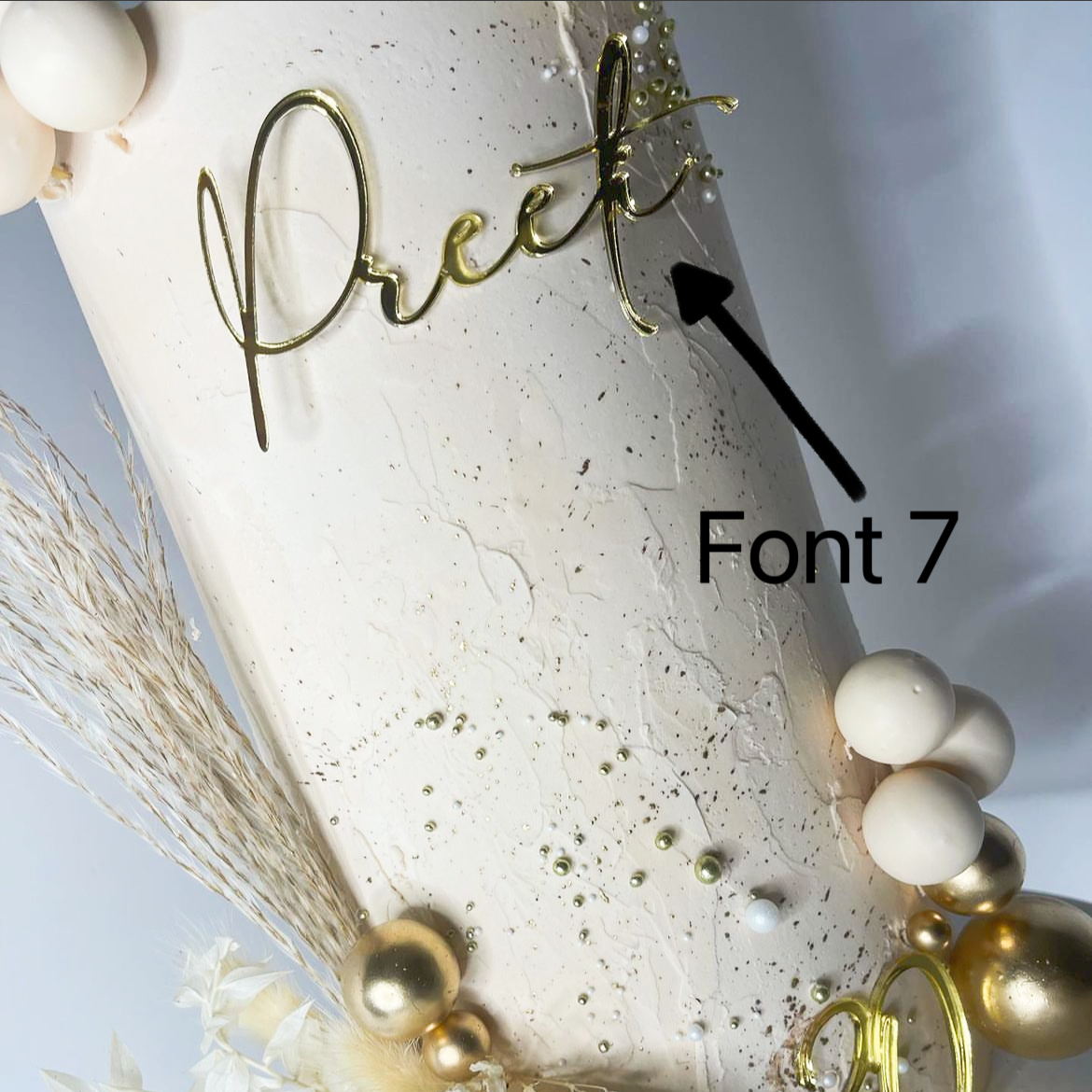 Graceful Font Name Charm - Personalised Acrylic Cake Decor