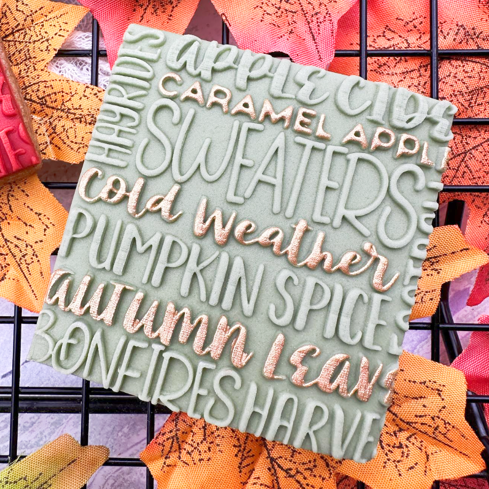 Autumnal Fall Words Texture Mat Embosser.