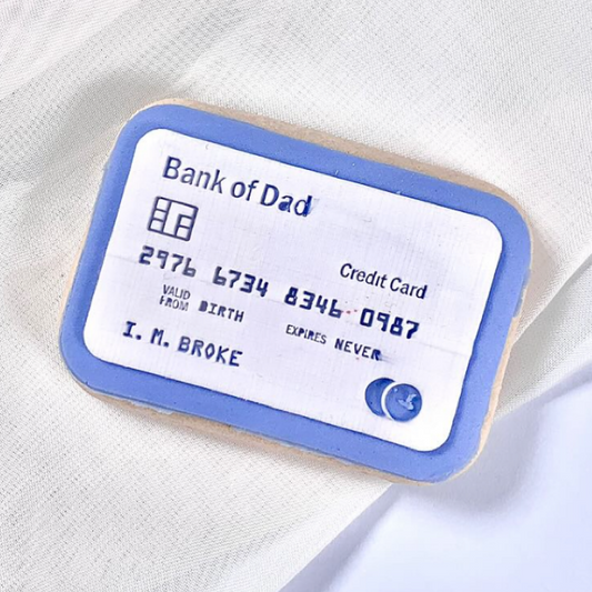 Bank Of Dad Credit Card Embosser and Cookie Cutter Set.