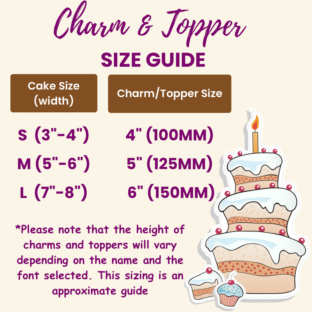 Flourish Font Name Charm - Personalised Acrylic Cake Decor