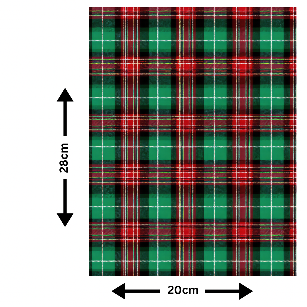 A4 Red and Green Tartan Printed Edible Icing Sheet - Cake Wrap, Cookie and Cupcake Decor