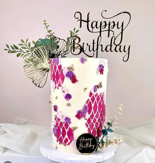 Stylish Happy Birthday Cake Topper - Cake Decoration - Style 1