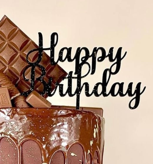 Fancy Happy Birthday Cake Topper - Cake Decoration - Style 3