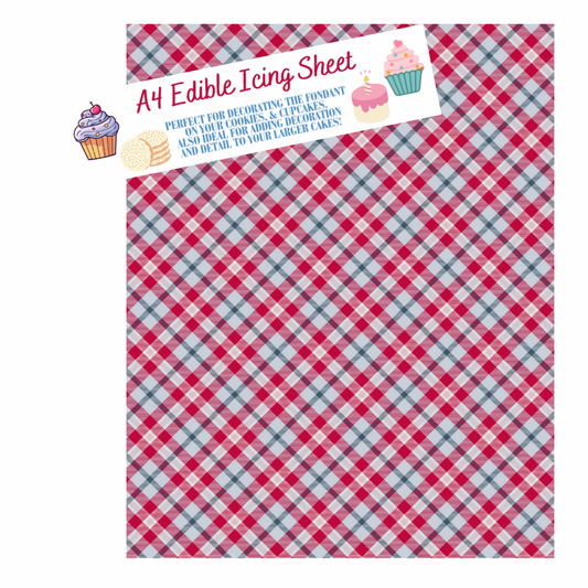 A4 Tartan Printed Edible Icing Sheet - Cake Wrap, Cookie and Cupcake Decor