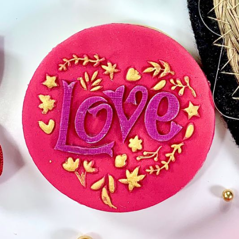 Heart Shape Floral Love Cookie Embosser.