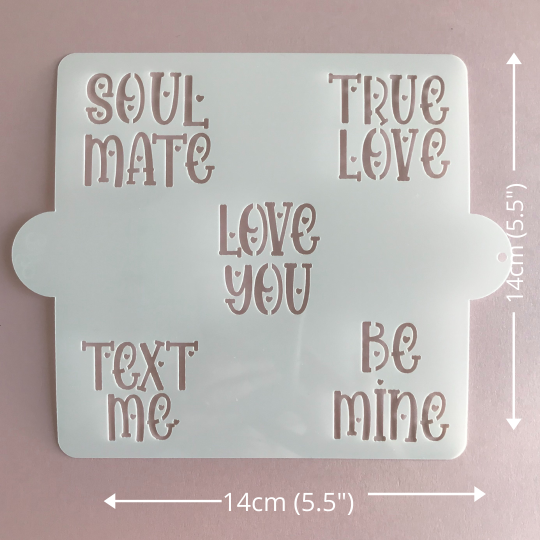 Valentine Messages Stencil. 5 in 1 Design Stencil.