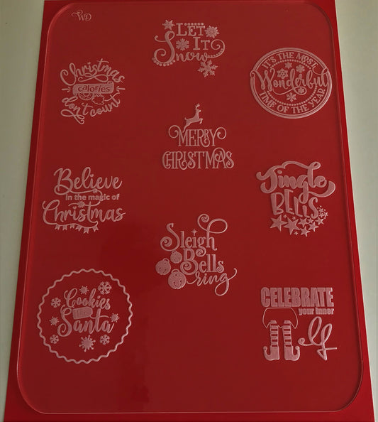 Large Christmas Embossing Slab. 9 Multiple Images