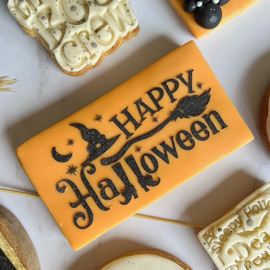 Happy Halloween Rectangle Embosser and Cookie Cutter Set.