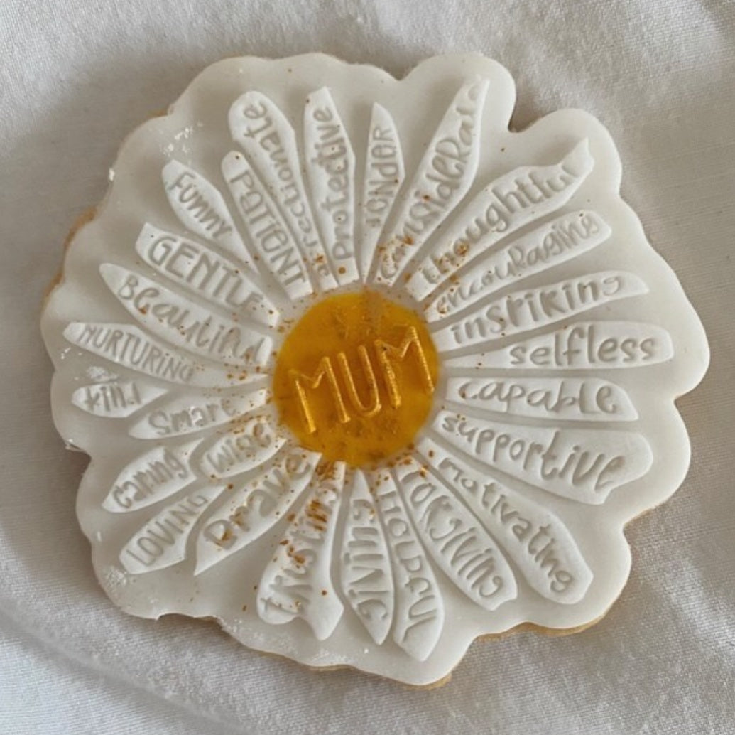 Sunflower Mum Words Embosser and Matching Cookie Cutter Set.