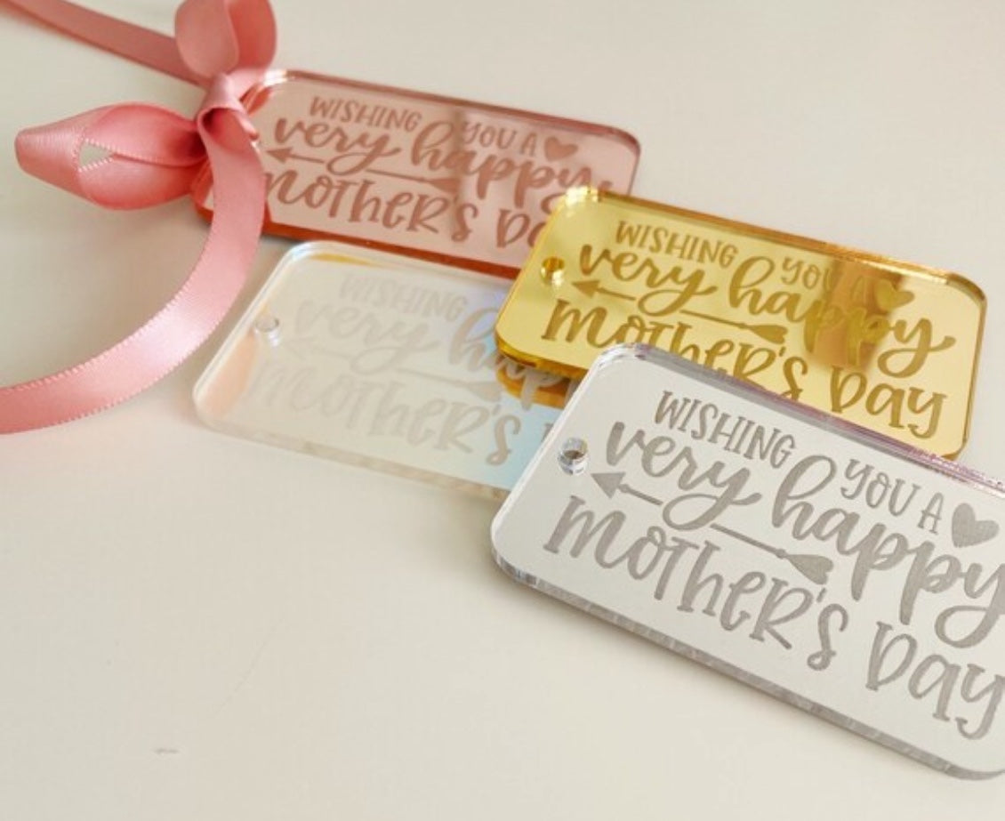 Rectangle Acrylic Gift Tags Wishing You a Very Happy Mother's Day.