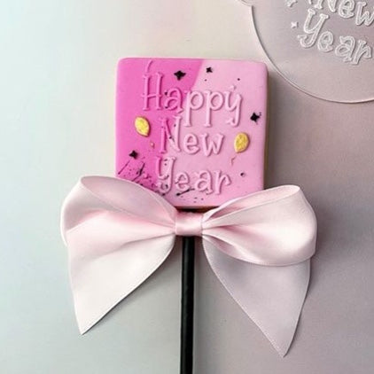 Happy New Year with Balloons Icing Embosser Stamp.