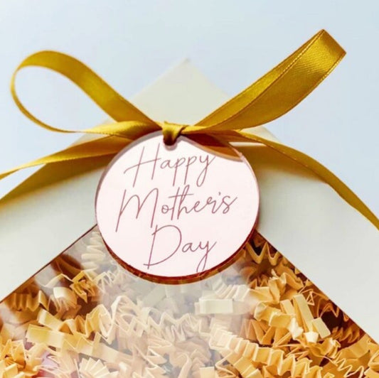 Happy Mother's Day Fancy Script Acrylic Gift Tags Discs.