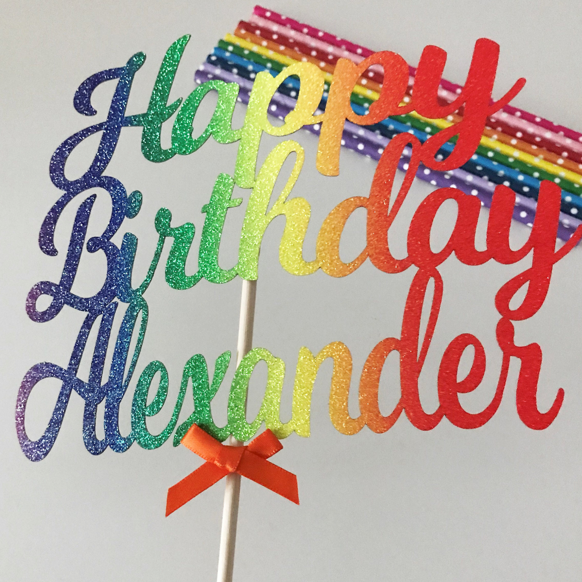 Personalised Happy Birthday Glitter Topper