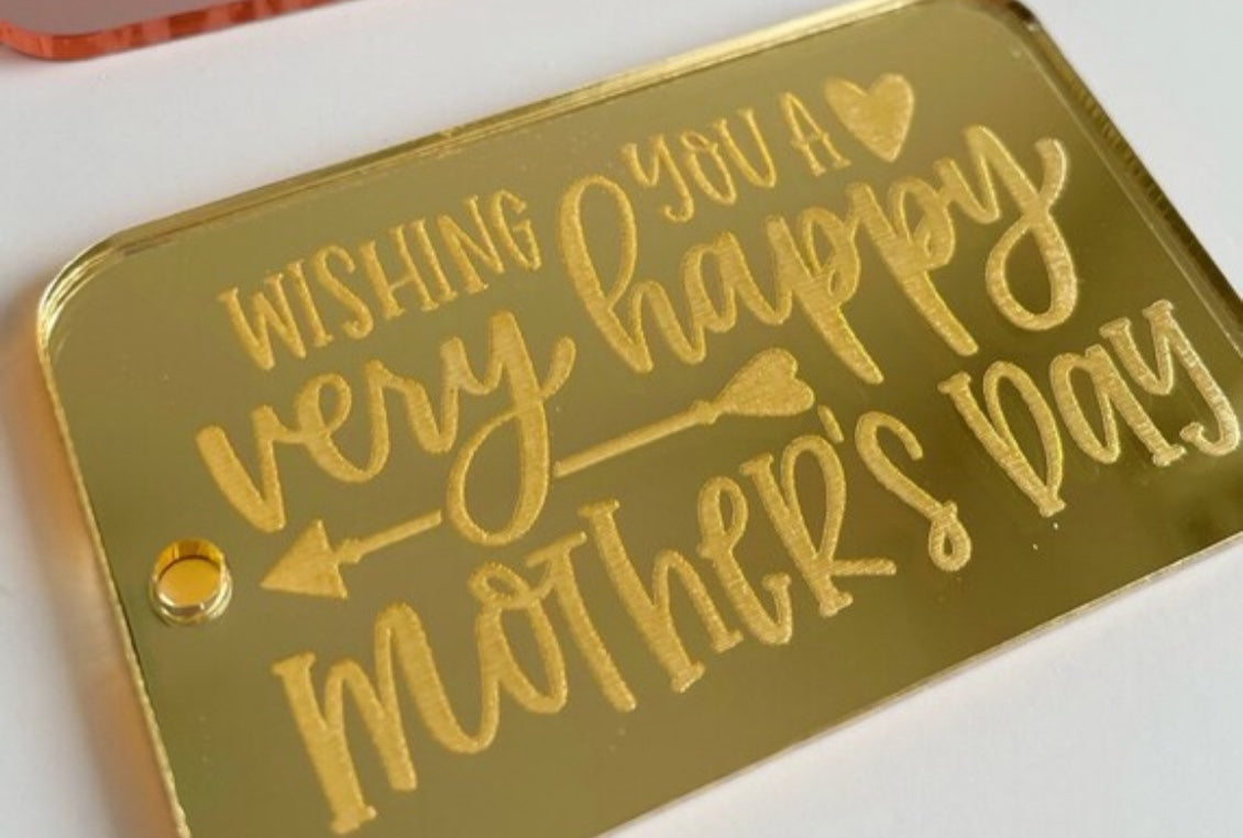 Rectangle Acrylic Gift Tags Wishing You a Very Happy Mother's Day.