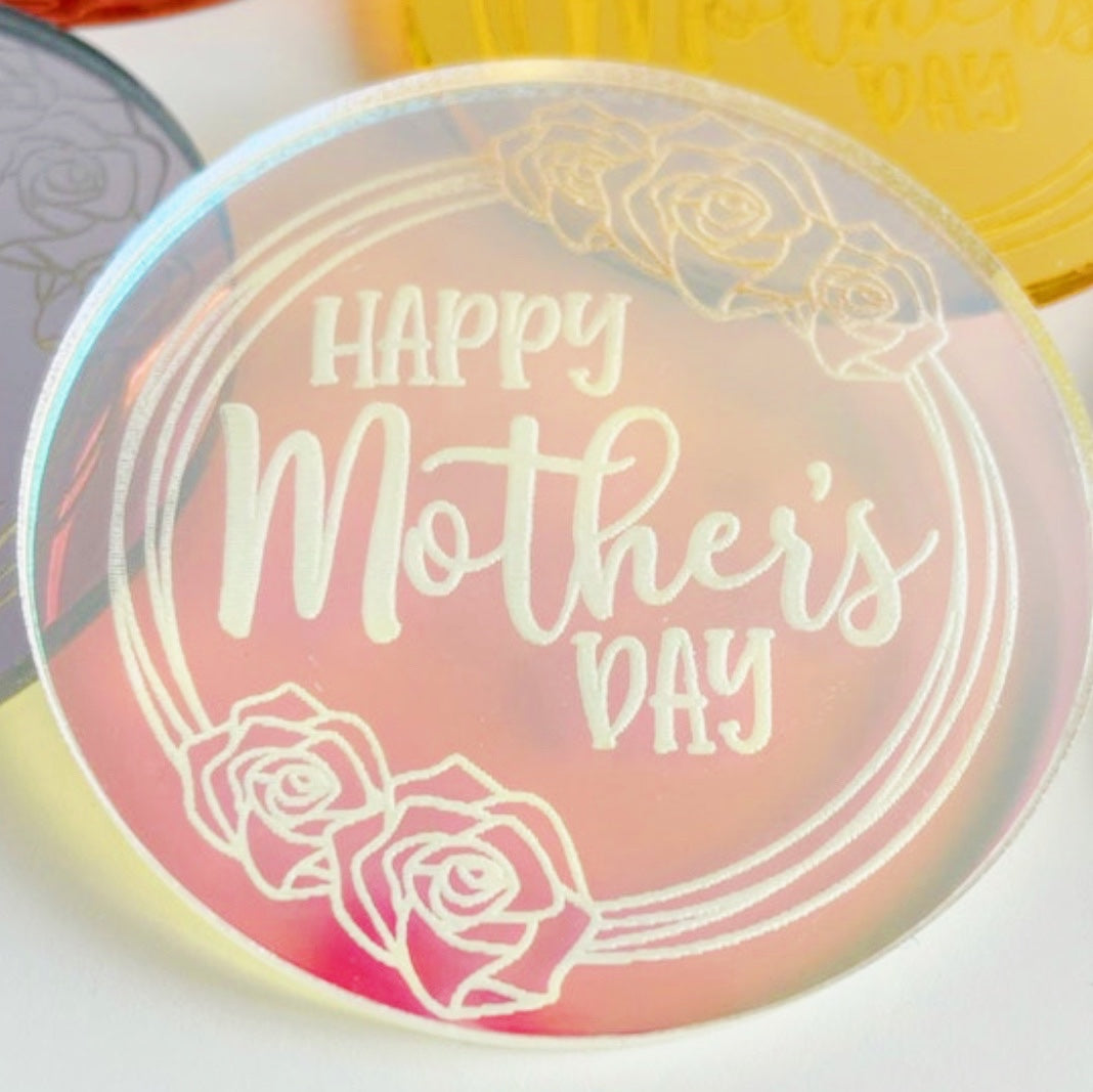 Happy Mother's Day Floral Rose Border Acrylic Cake Charms.