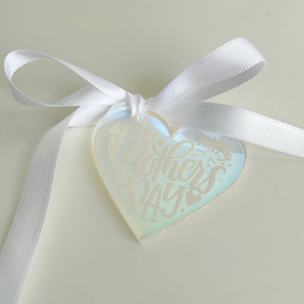 Heart Shaped Happy Mother's Day Acrylic Cake Box Tags.