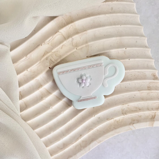 Floral Teacup Embosser and Cookie Cutter Set.