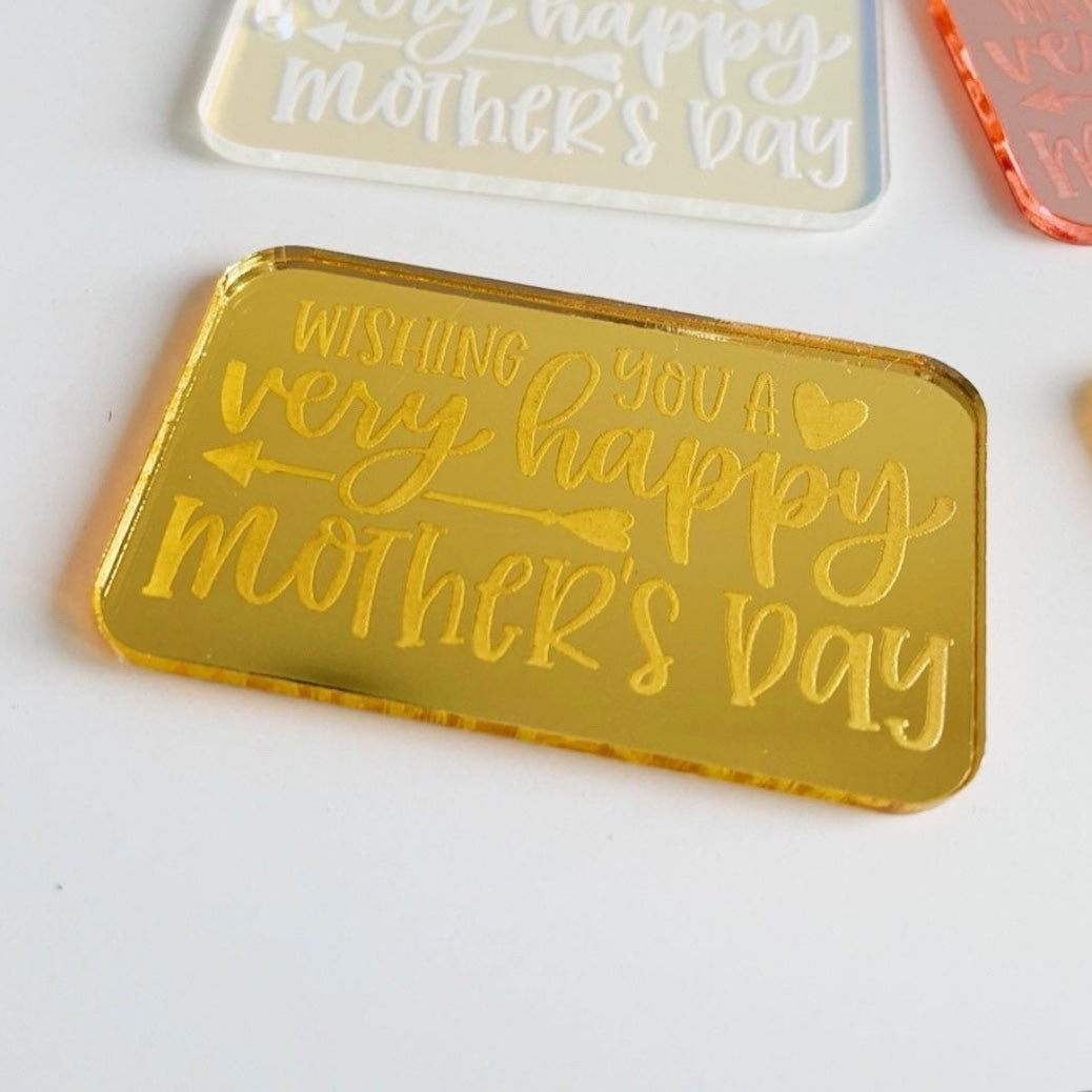 Rectangle Acrylic Cake Charms Wishing You a Very Happy Mother's Day.