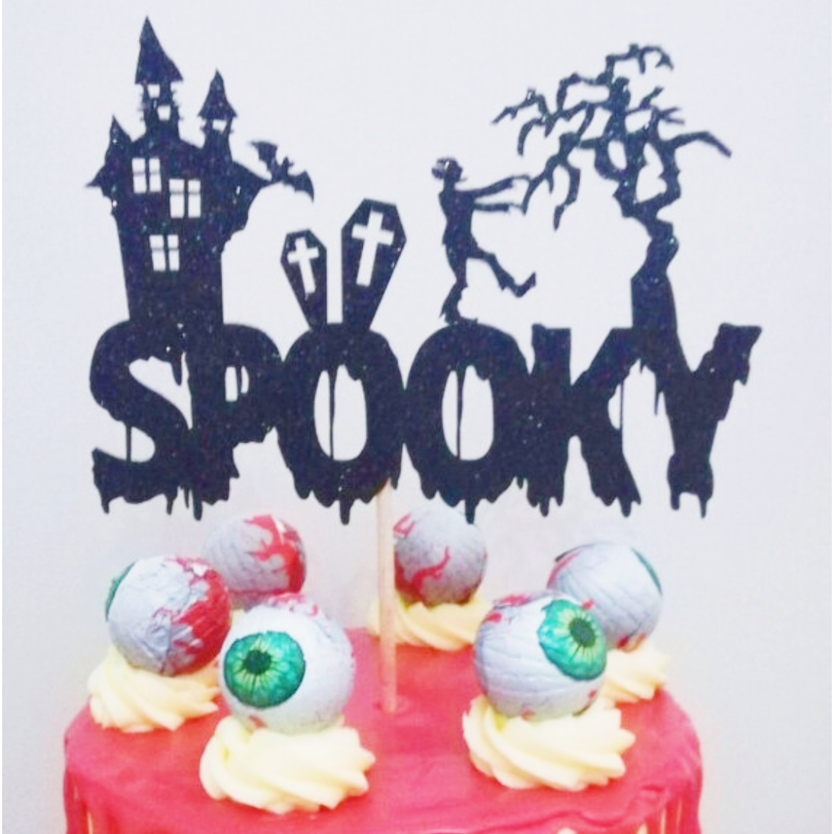 Spooky Halloween Glitter Cake Topper