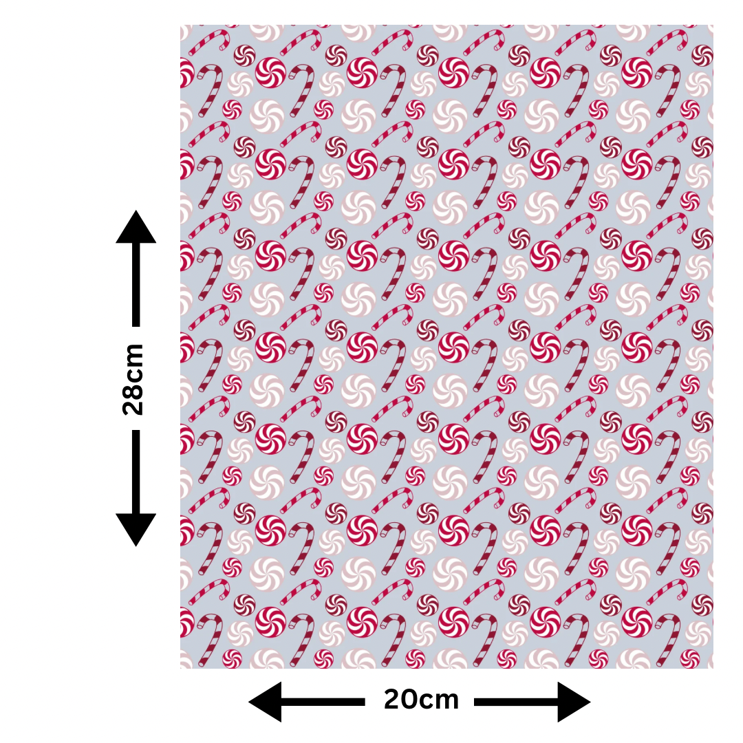 A4 Candy Canes and Swirls Printed Edible Icing Sheet - Cake Wrap, Cookie and Cupcake Decor