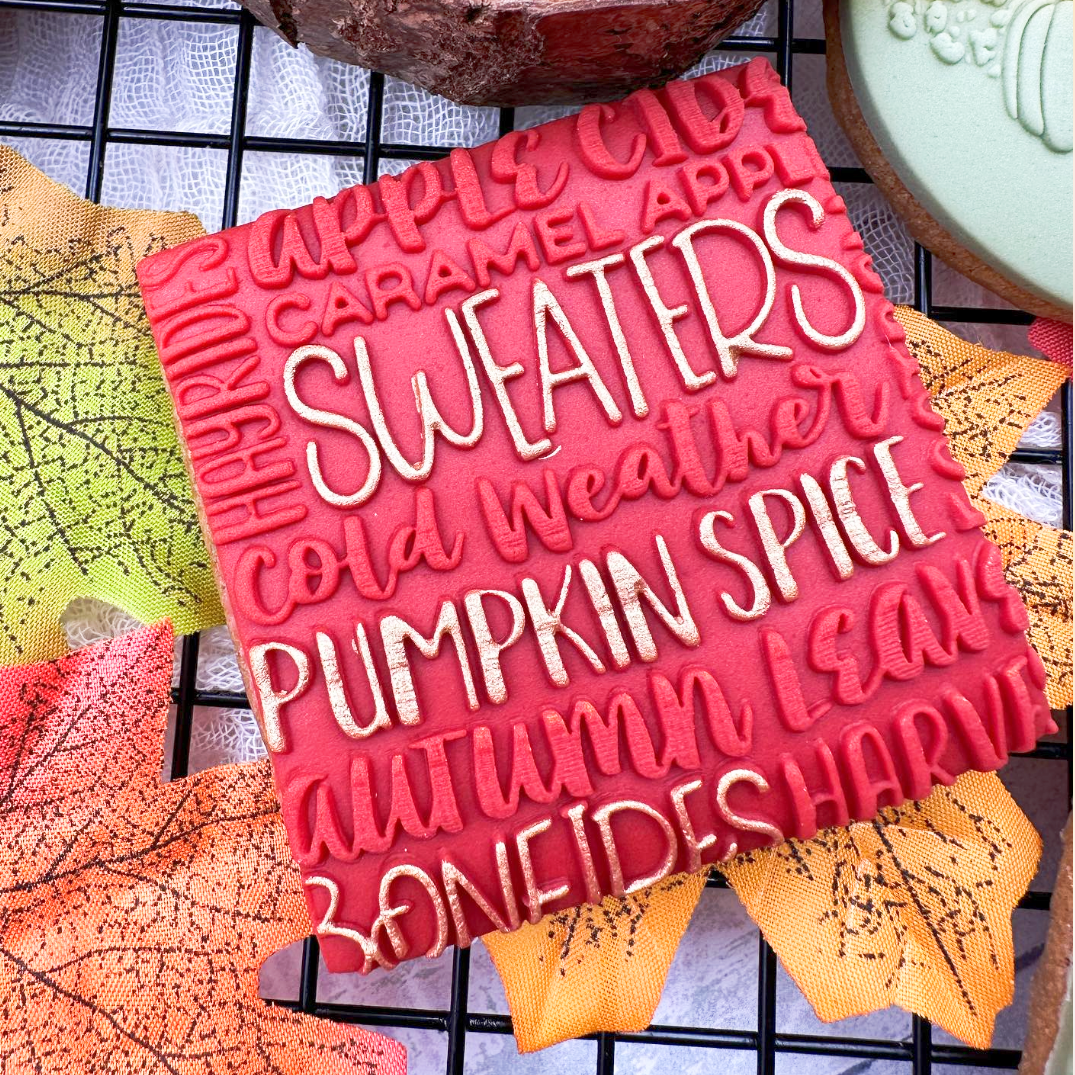 Autumnal Fall Words Texture Mat Embosser.