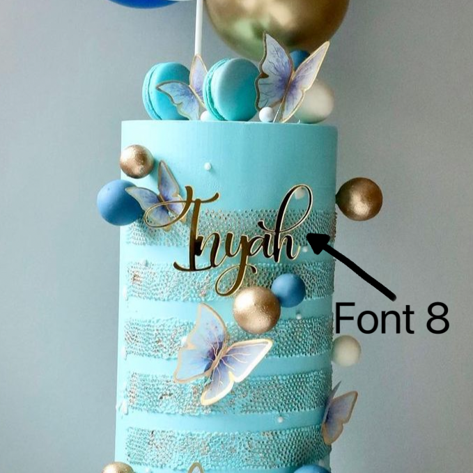 Flourish Font Name Charm - Personalised Acrylic Cake Decor