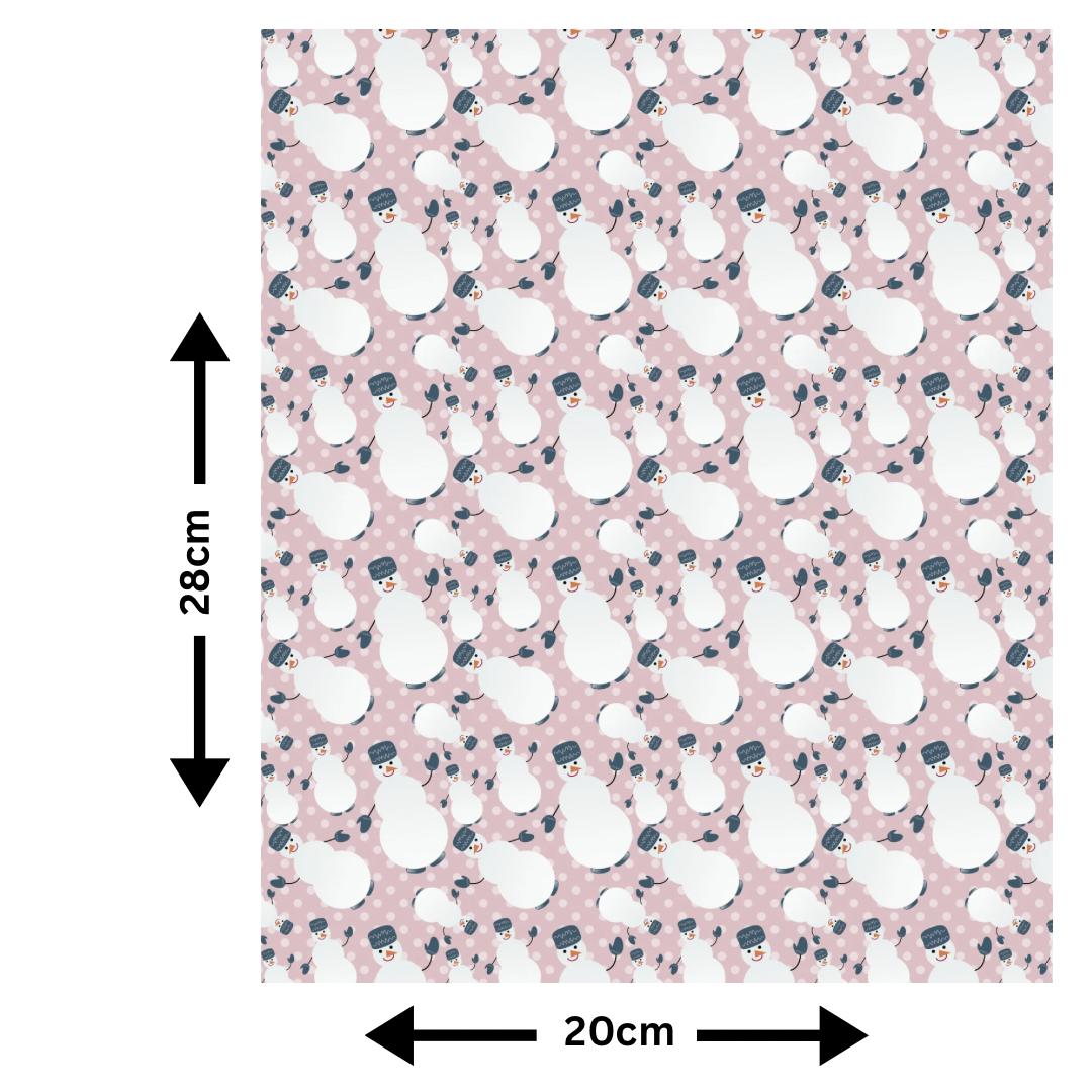 A4 Pink Snowmen Printed Edible Icing Sheet - Cake Wrap, Cookie and Cupcake Decor