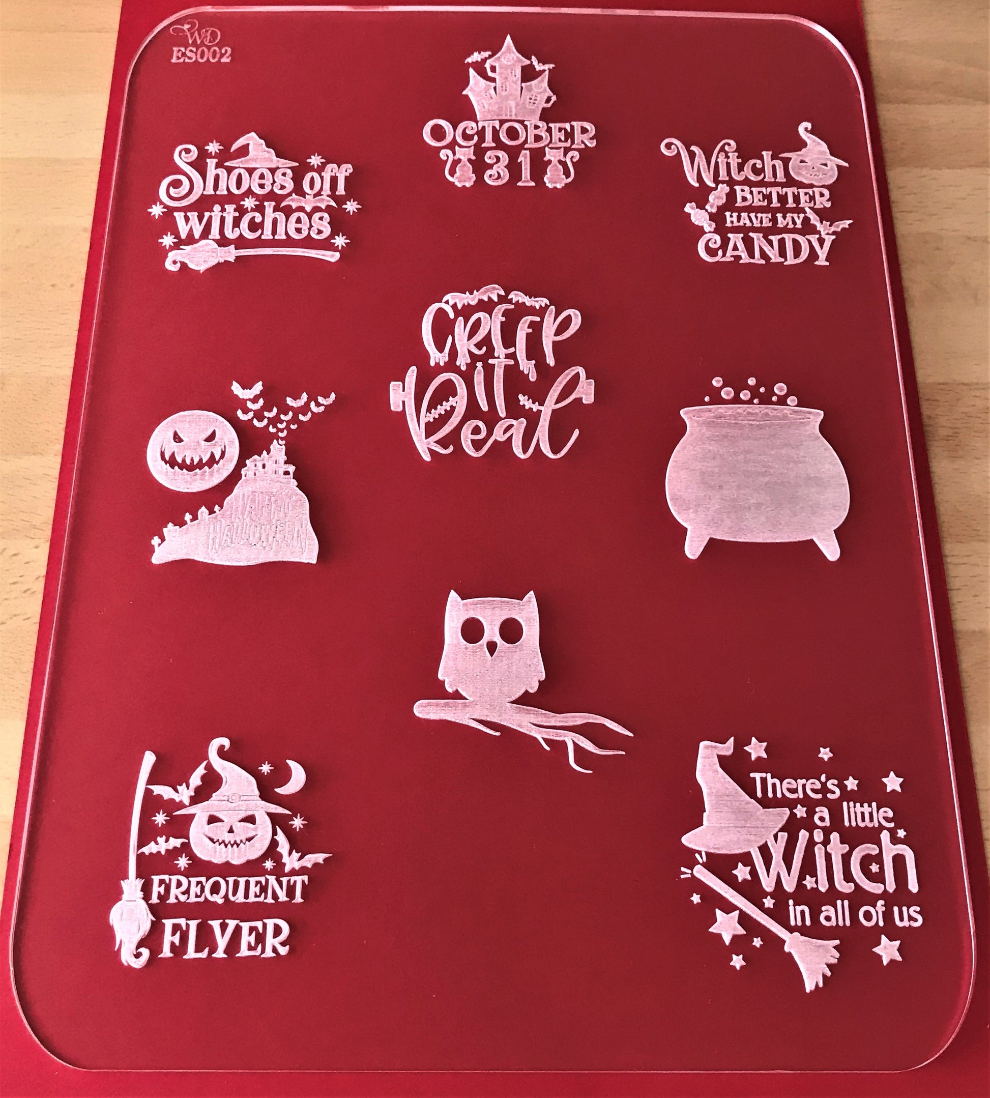 Halloween Theme Large Embossing Slab. 9 in 1 Multi Image Mat. Fondant Icing Deboss.