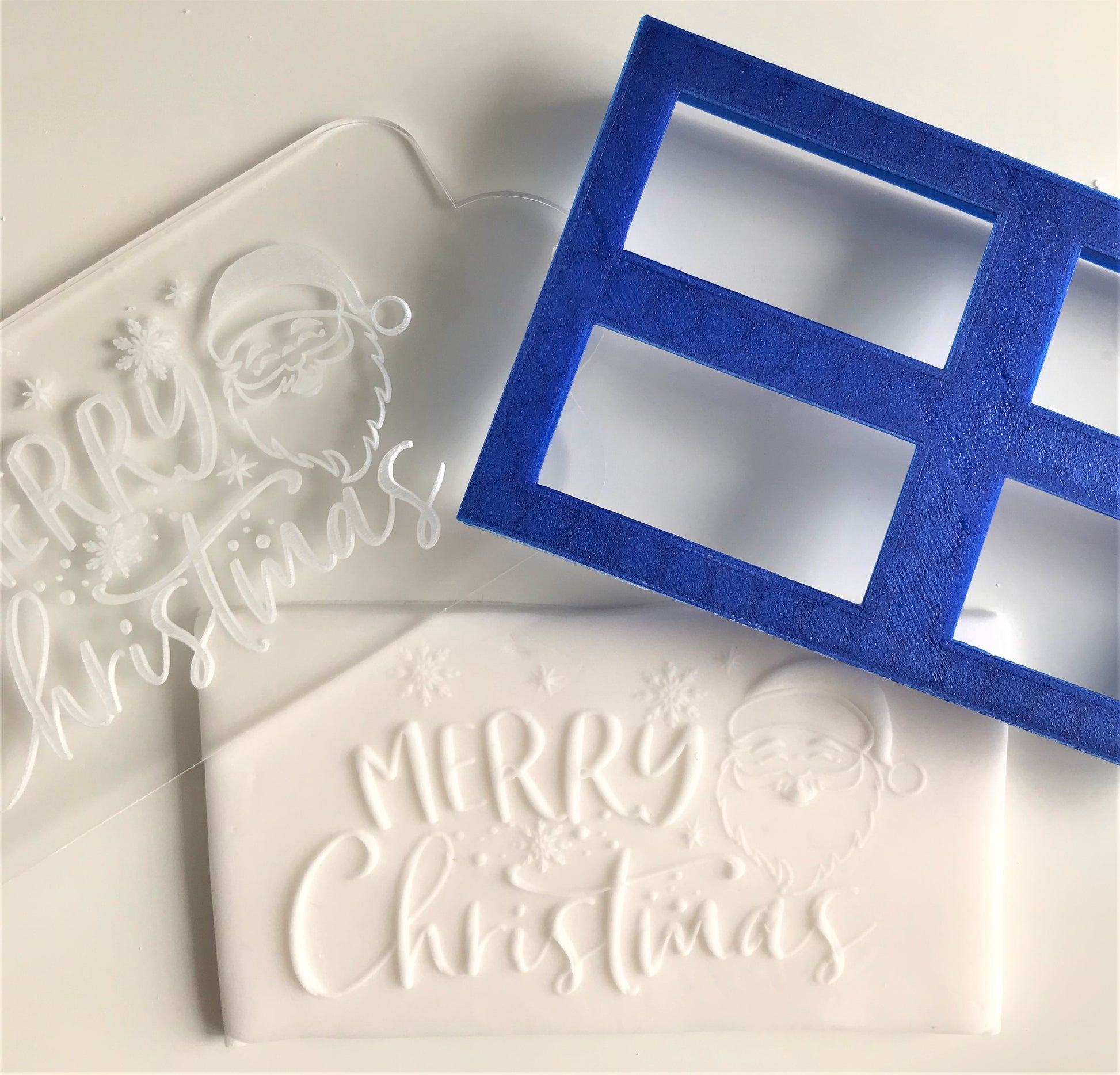 Merry Christmas Embosser Stamp and Cookie Cutter Set. Santa Xmas Debosser.