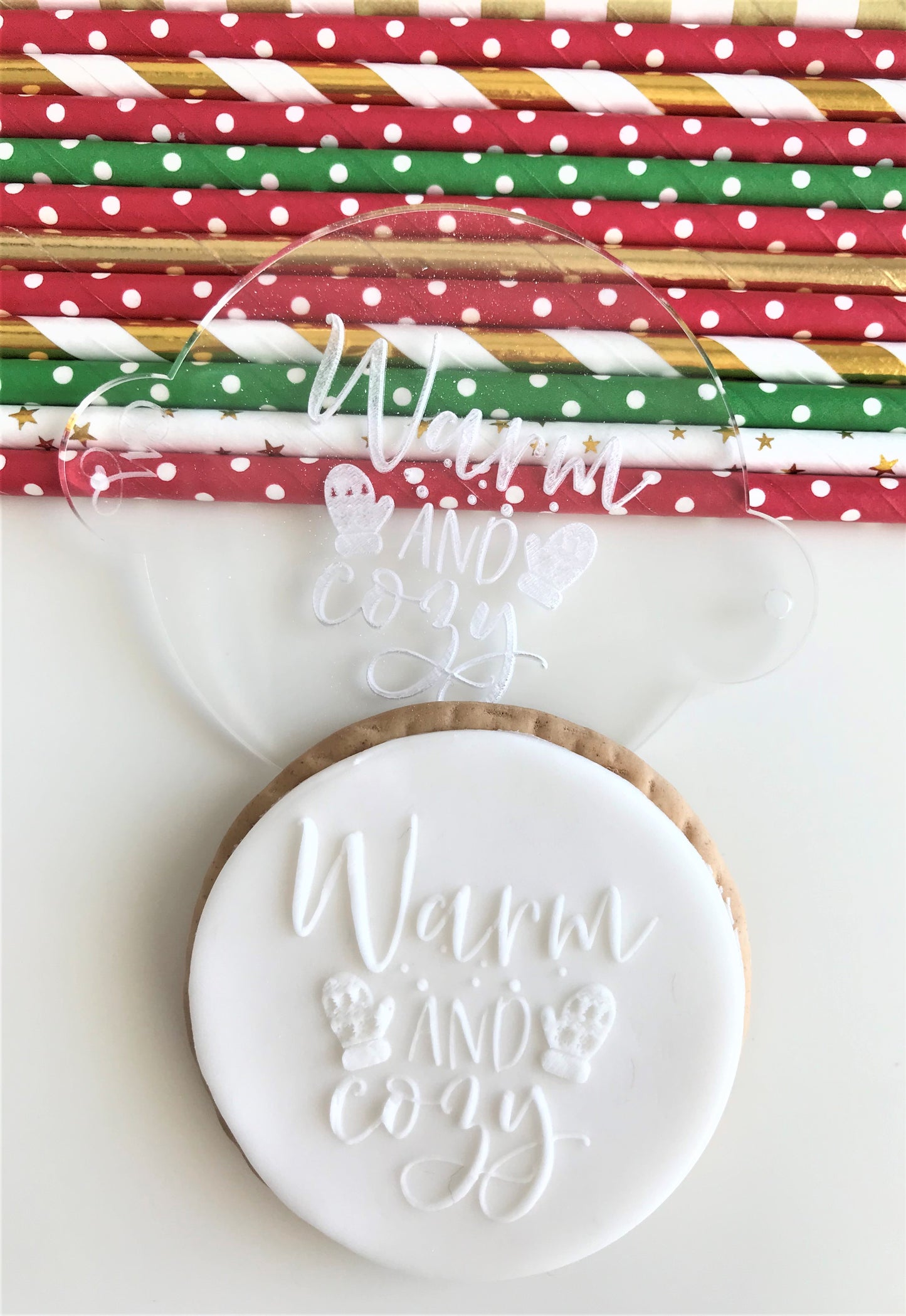 Warm and Cozy Christmas Icing Embosser Stamp.