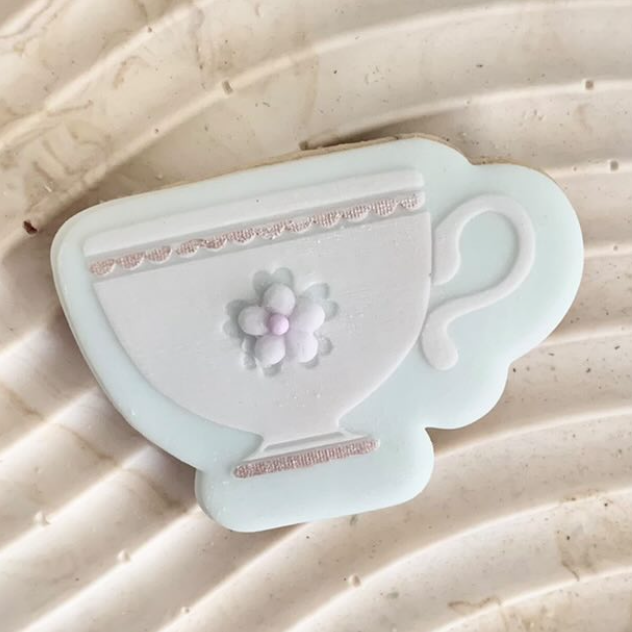 Floral Teacup Embosser and Cookie Cutter Set.