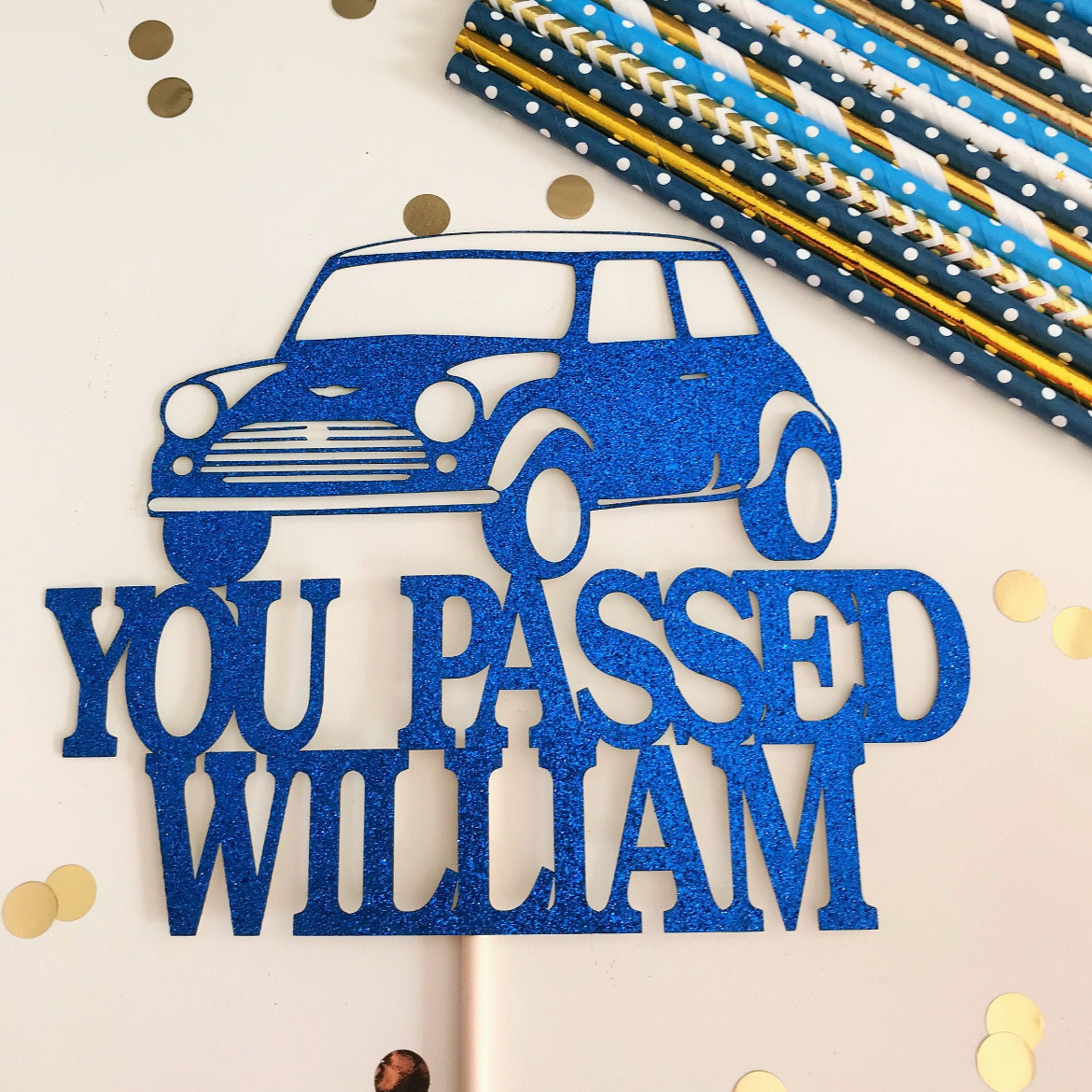 You Passed Mini Car Glitter Topper