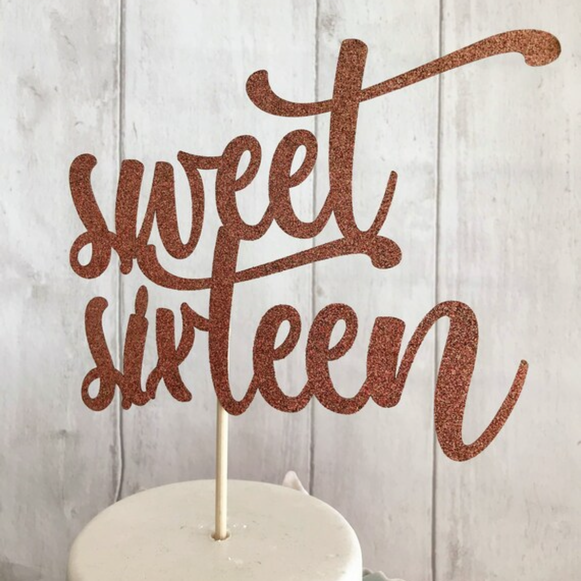 Sweet Sixteen Glitter Card Topper