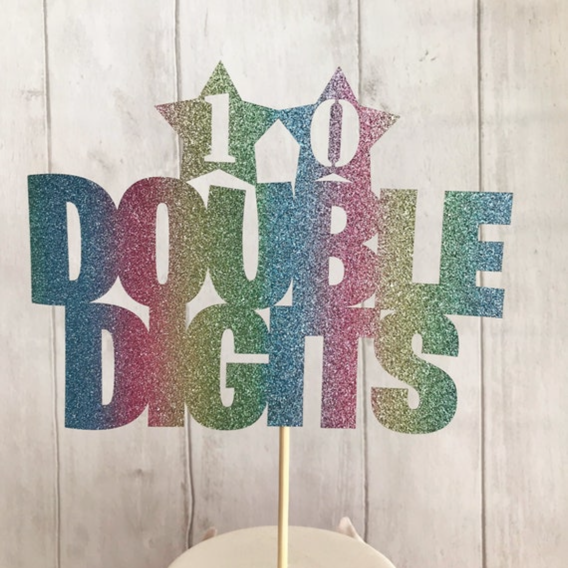 Double Digits Glitter Card Topper