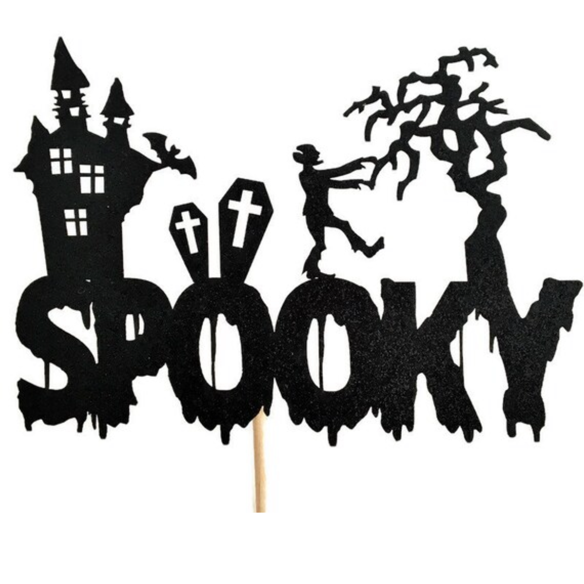 Spooky Halloween Glitter Cake Topper