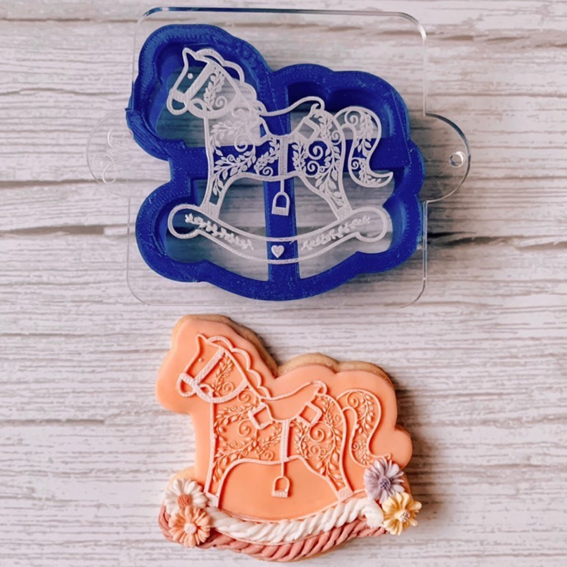 Rocking Horse Embosser and Matching Cookie Cutter Set.