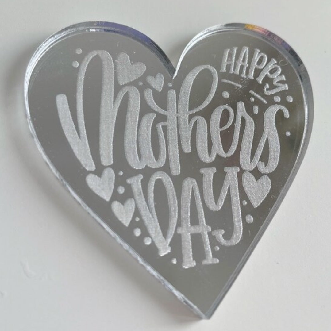 Heart Shaped Happy Mother's Day Acrylic Cake Charms.