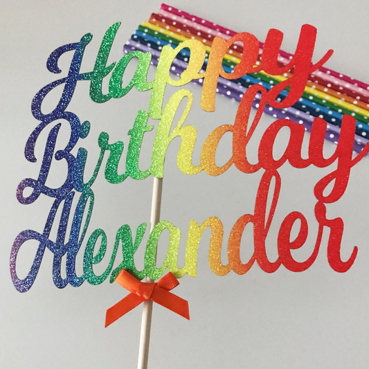 Personalised Happy Birthday Glitter Topper