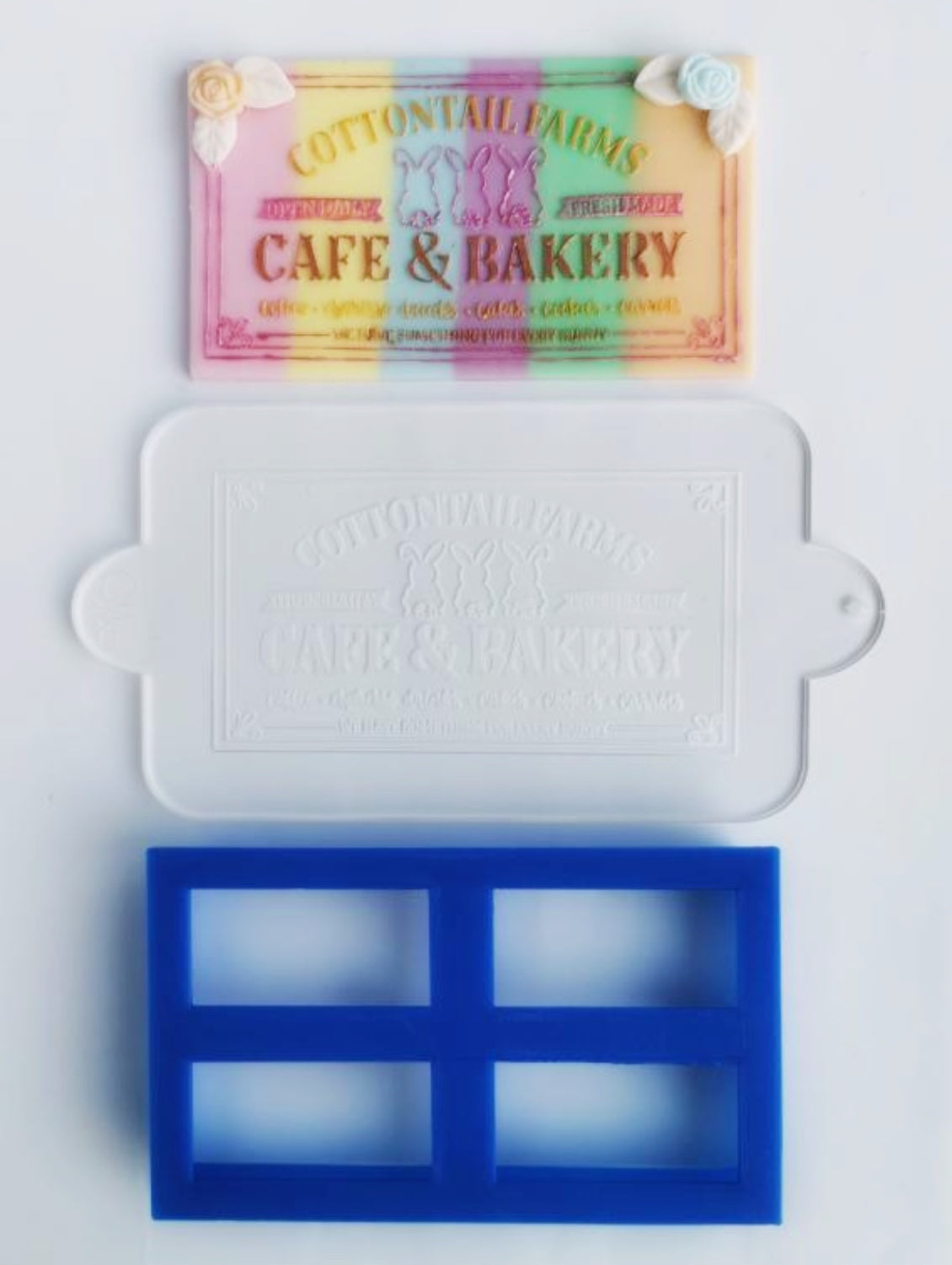 Cottontail Farms Cafe and Bakery Embosser and Cookie Cutter Set.