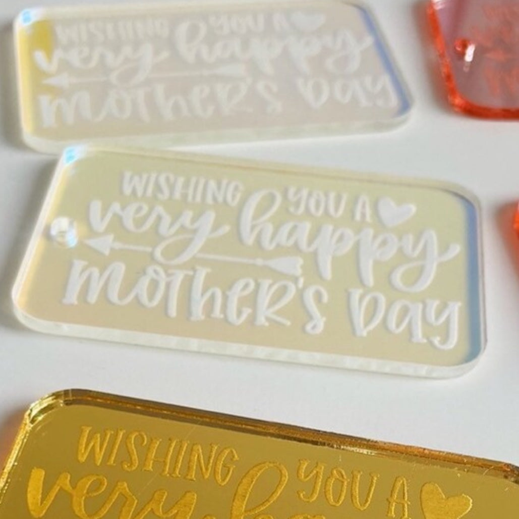 Rectangle Acrylic Gift Tags Wishing You a Very Happy Mother's Day.