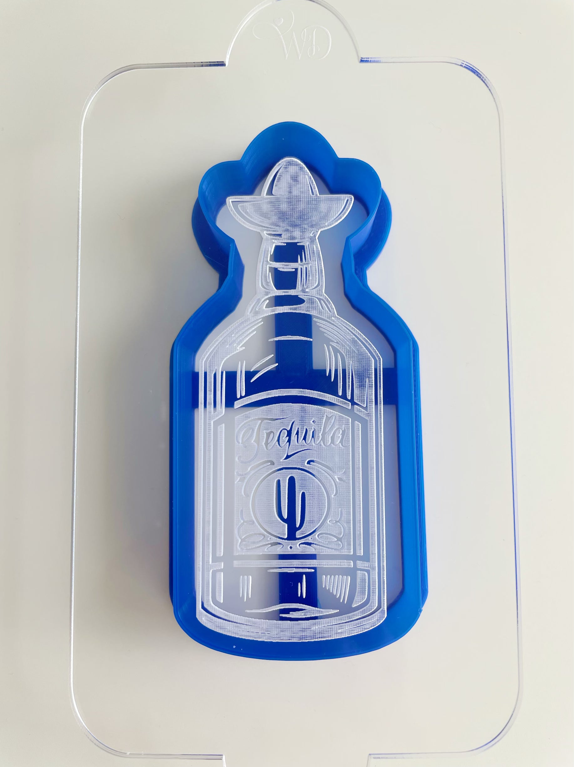 Tequila Bottle Embosser and Matching Cookie Cutter Set.