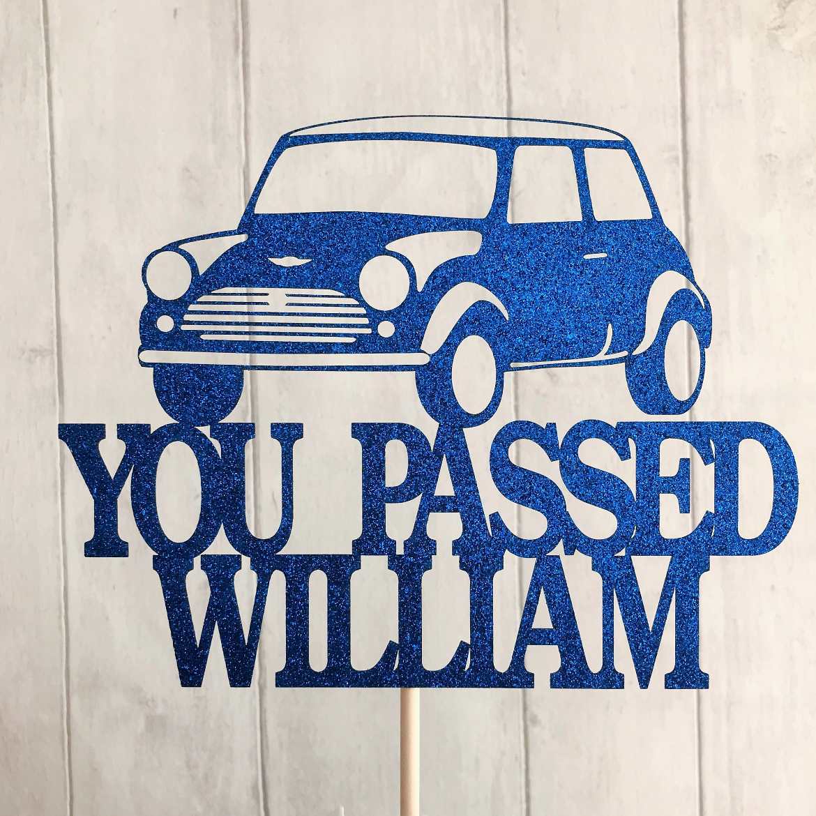 You Passed Mini Car Glitter Topper