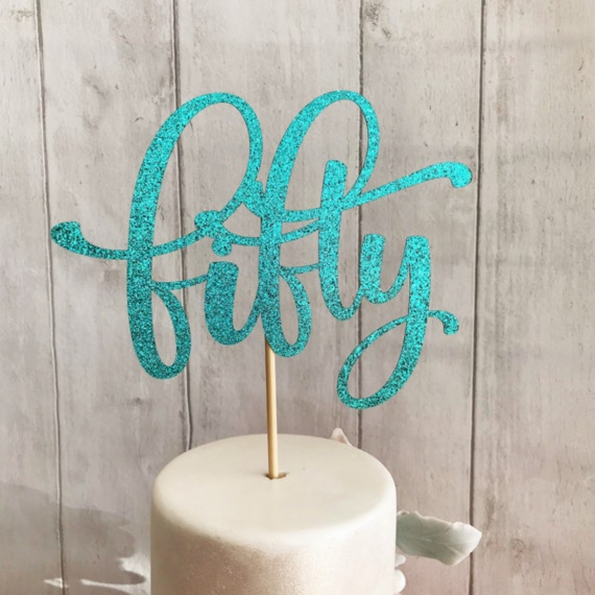 Fifty Glitter Card Topper