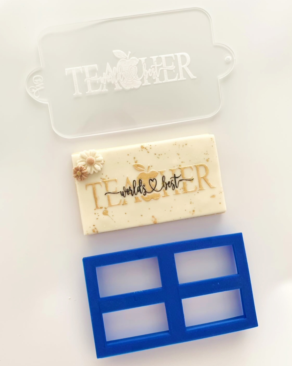 World's Best Teacher Embosser and Cookie Cutter Set. Style #2.