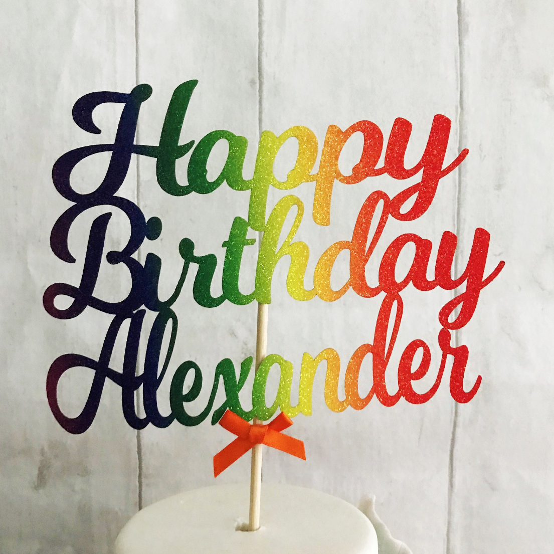 Personalised Happy Birthday Glitter Topper