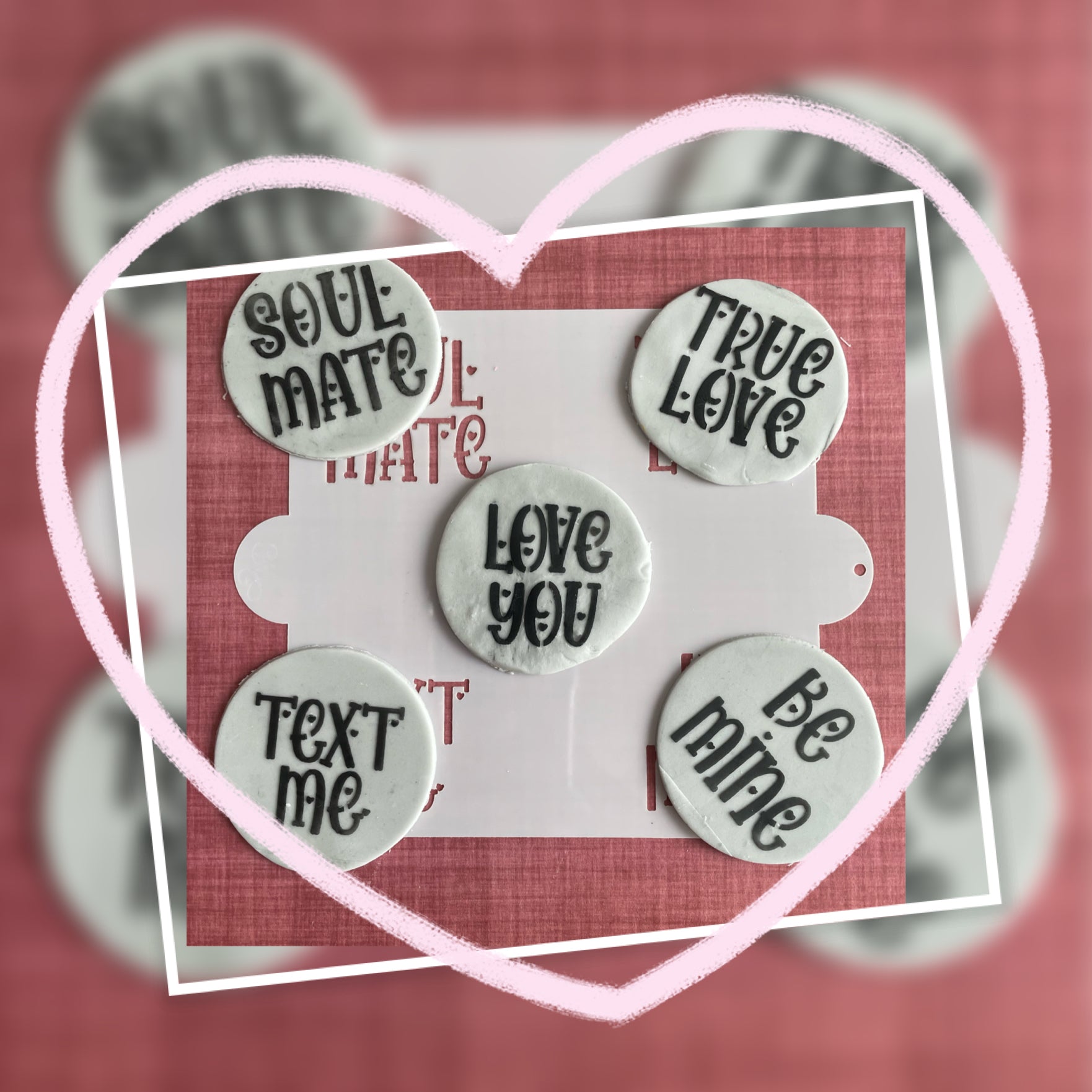 Valentine Messages Stencil. 5 in 1 Design Stencil.